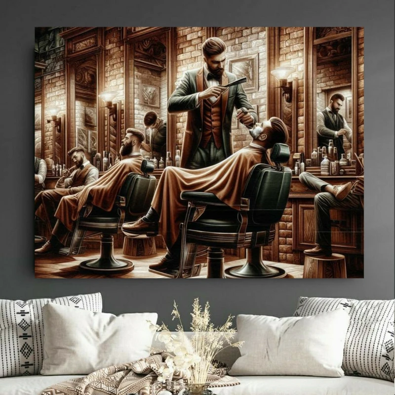 پوستر طرح مخمل آرایشگاه مردانه مدل اصلاح صورت کد BK23377