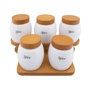 ست جا ادویه پنج پارچه مدل درب چوبی کد MPA-50029S/6