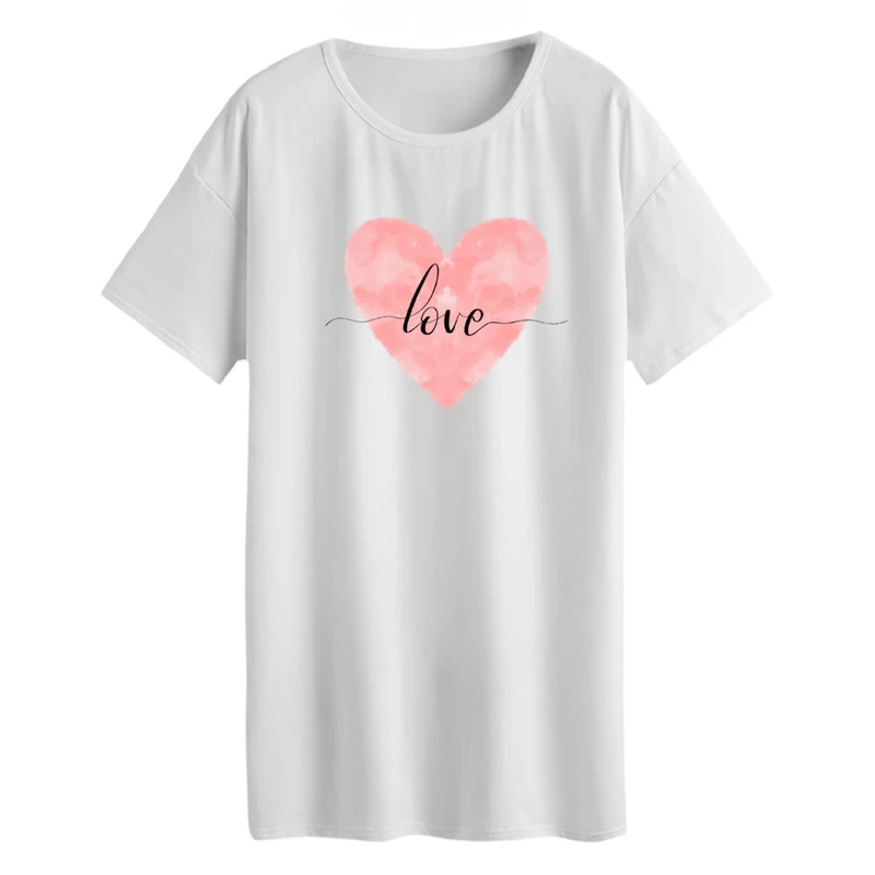 تی شرت لانگ آستین کوتاه زنانه مدل قلب طرح love