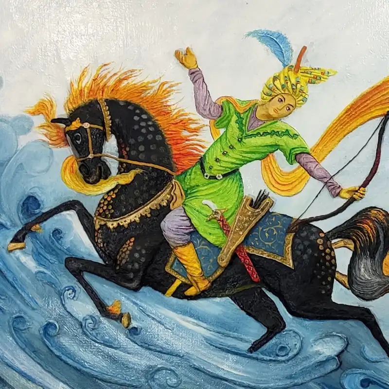 تابلو نقاشی رنگ روغن مدل شکارگاه بهرام گور