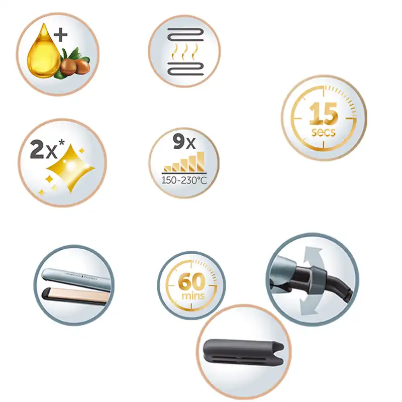 اتو و حالت دهنده ی مو رمینگتون مدل S9300 SHINE THERAPY PRO