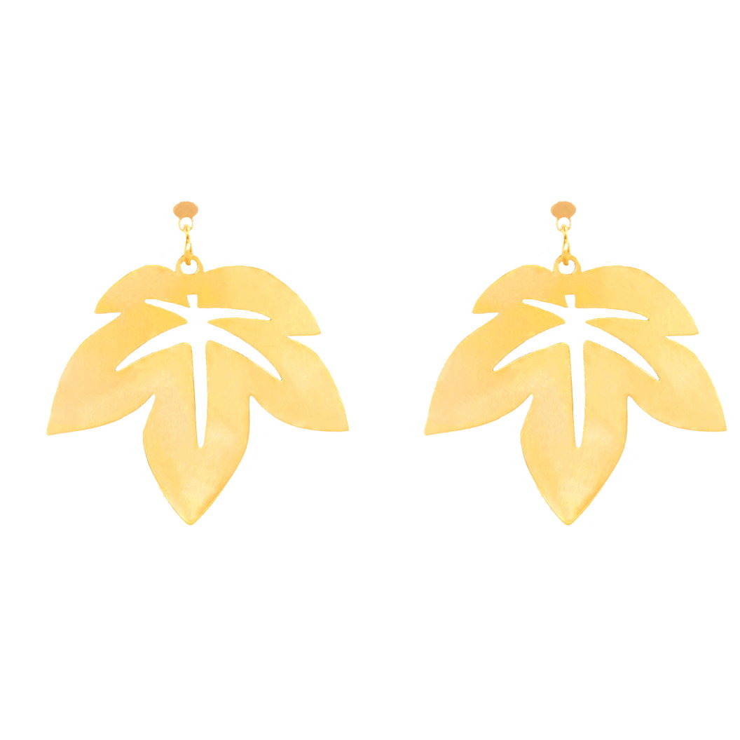 گوشواره طلا 18 عیار زنانه آمانژ مدل برگ کد D10192