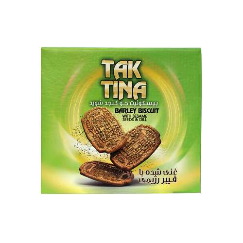 بیسکوئیت جو کنجد شوید غنی شده با فیبر رژیمی تک تینا - 900 گرمی