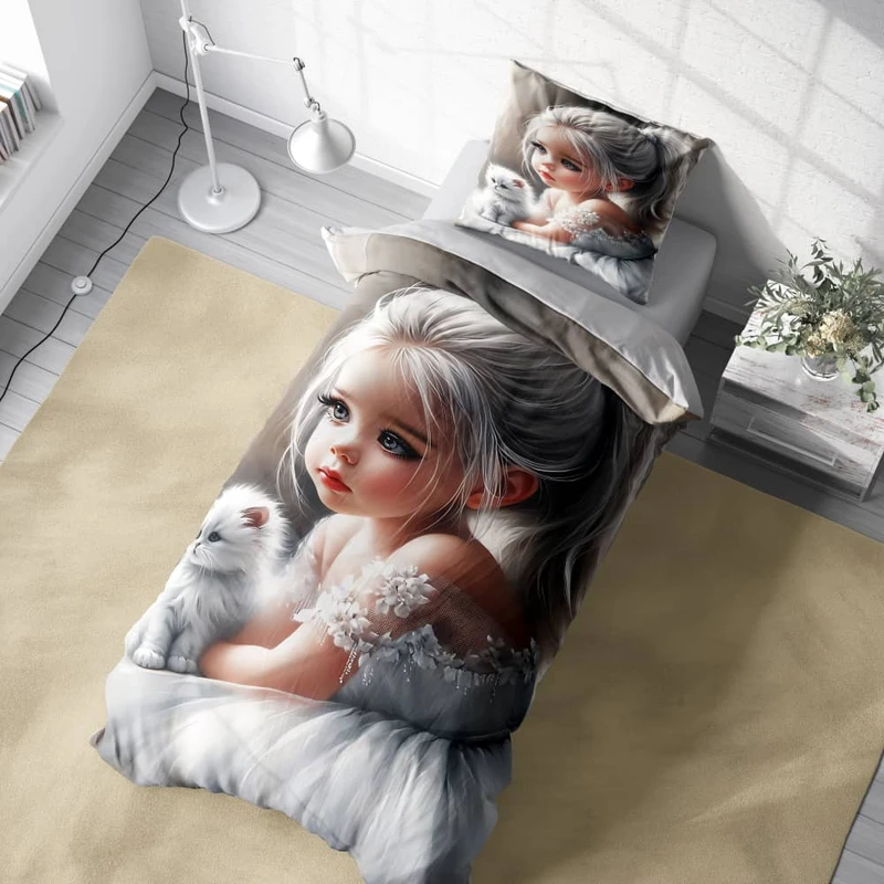 سرویس خواب 1 نفر 4 تکه مدل دخترانه مخملی کد ۴۰۲۴