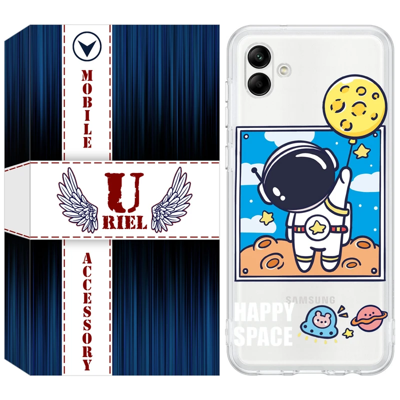 کاور یوریل قاب مدل Clear کد 7 طرح فضانورد مناسب برای گوشی موبایل سامسونگ Galaxy A04e