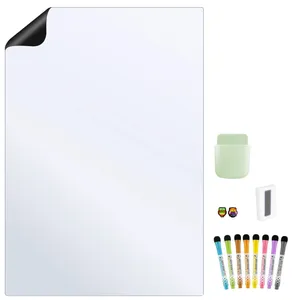 تخته وایت برد هوم اند فریج مدل 12 سایز 60x40 سانتی متر به همراه ماژیک و تخته پاک کن مجموعه 12 عددی