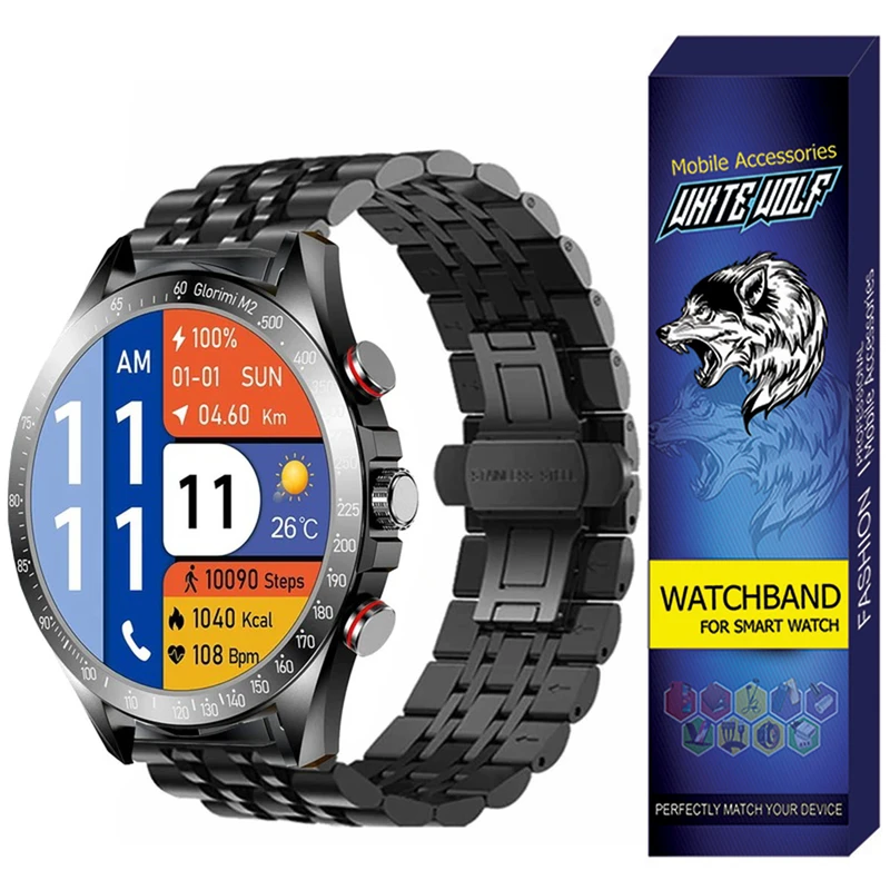 بند وایت ولف مدل WB-7Bead مناسب برای ساعت هوشمند گلوریمی M2 /22MM