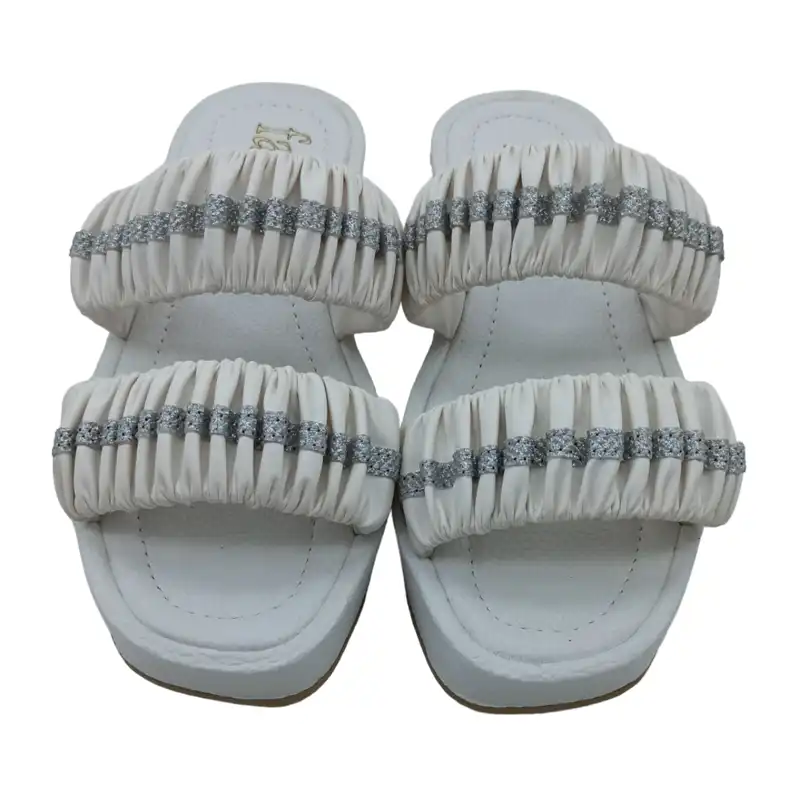 صندل زنانه مدل چروک رنگ سفید