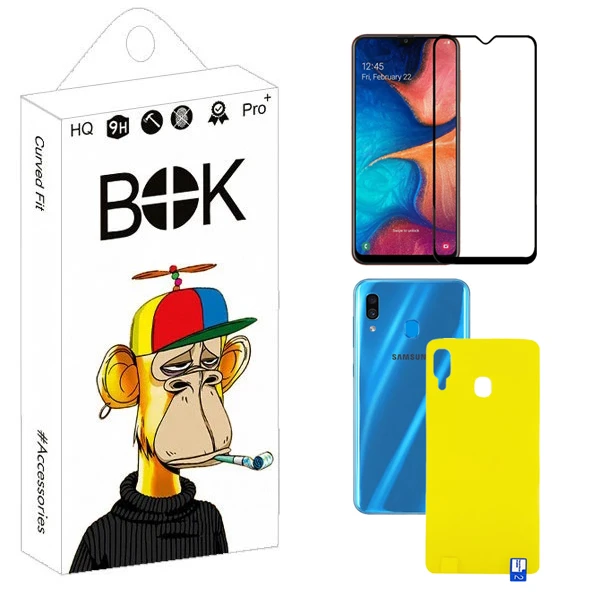 محافظ صفحه نمایش سرامیکی مات بوک مدل Resistant مناسب برای گوشی موبایل سامسونگ Galaxy A20 / A30 به همراه محافظ پشت گوشی