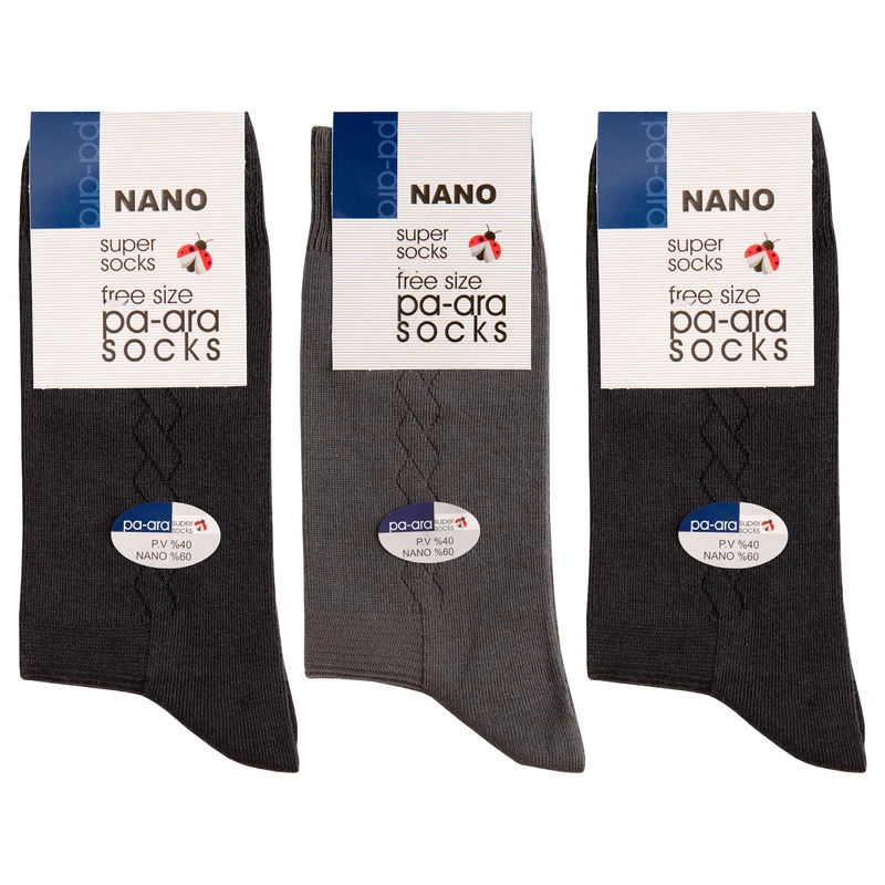 جوراب ساق بلند مردانه پاآرا مدل نانو 60 کد 6024 مجموعه 3 عددی