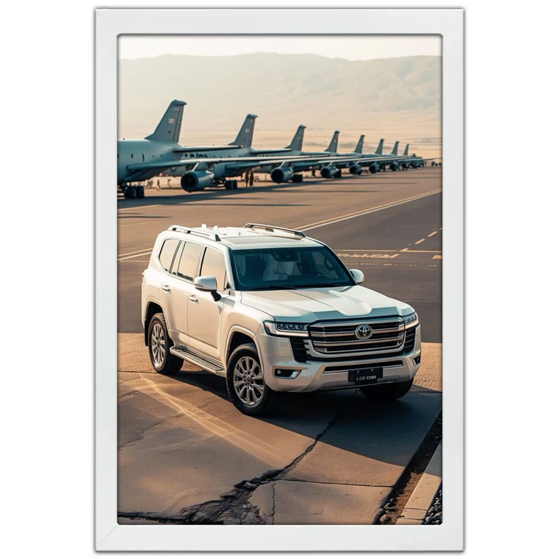 تابلو بکلیت طرح ماشین و خودرو تویوتا لندکروز Toyota LandCruiser مدل W-po1985 فریم سفید