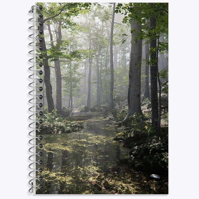 دفتر زبان 50 برگ خندالو مدل دو خط طرح منظره جنگل کد F358