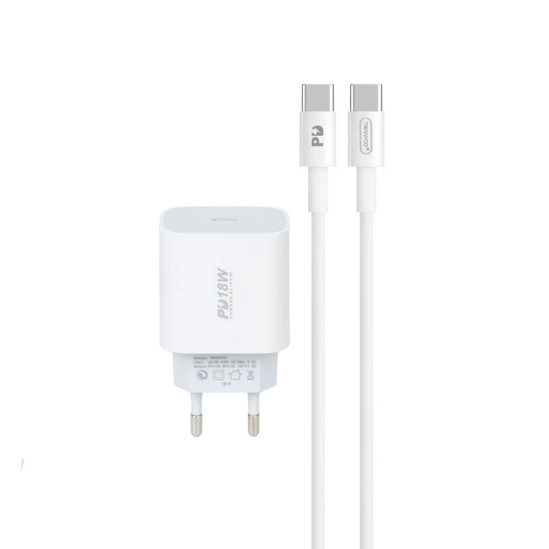 شارژر دیواری 18 وات ترانیو مدل P12-C به همراه کابل تبدیل USB-C