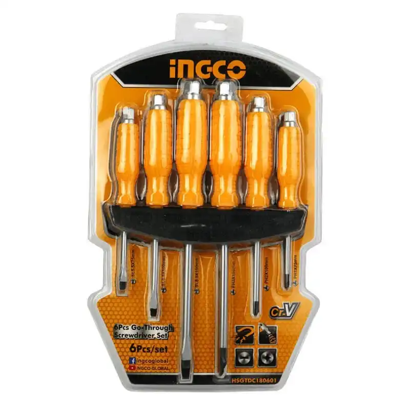 سری پیچ گوشتی دو سر چهار سو اینکو مدل HSGTDC180601 بسته 6 عددی