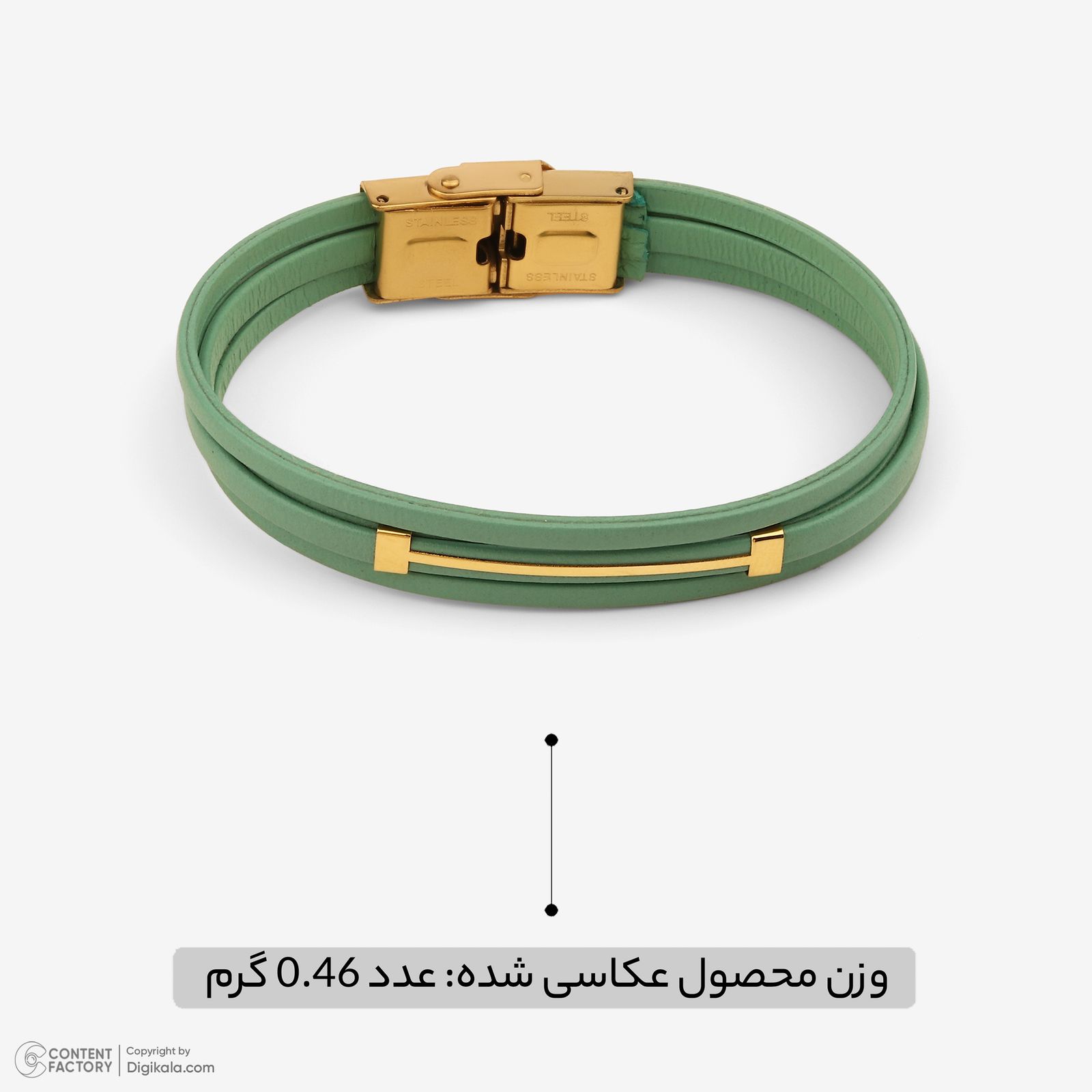 دستبند طلا 18 عیار زنانه با بند چرمی وی گالری مدل خطی کد LBB076 -  - 2