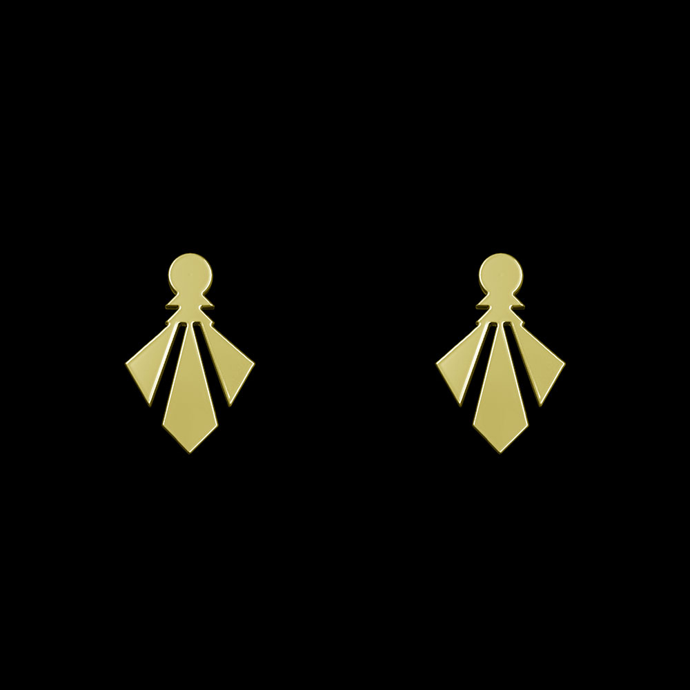 گوشواره طلا 18 عیار زنانه مدوپد مدل هندسی کد GA1-10269