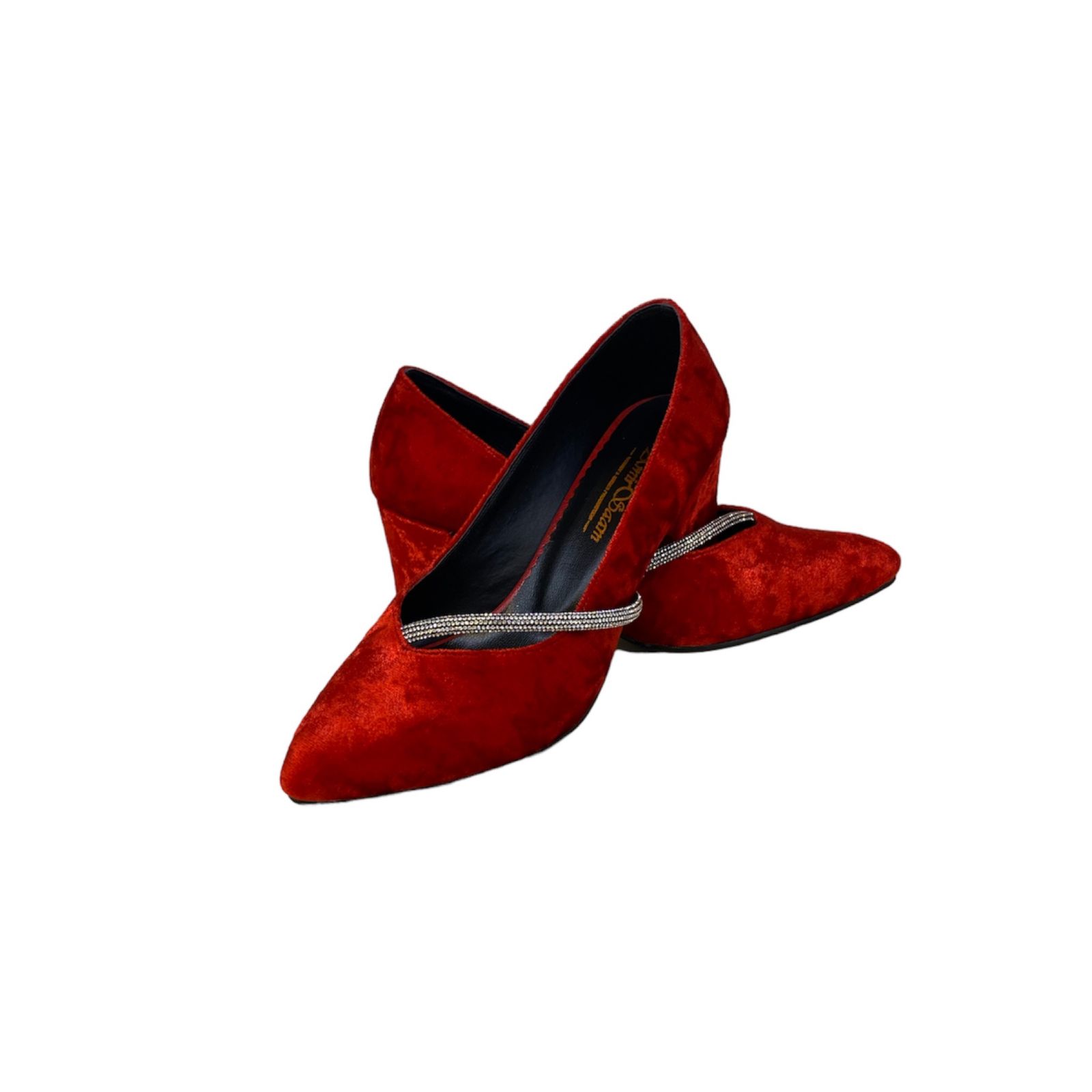 کفش زنانه مدل زیبا مخملی رنگ قرمز -  - 2