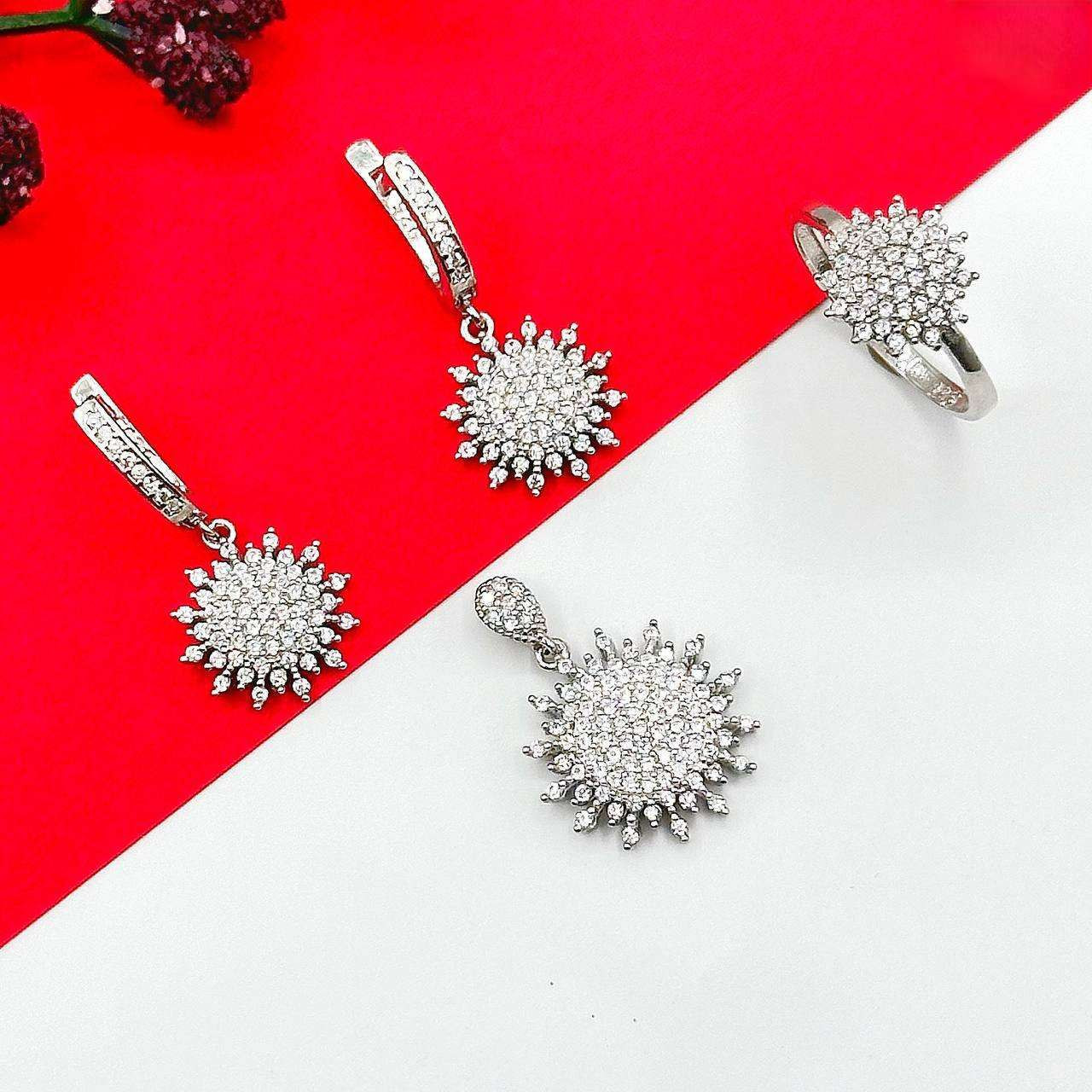 نیم ست نقره زنانه مدل خورشید کد BARF10