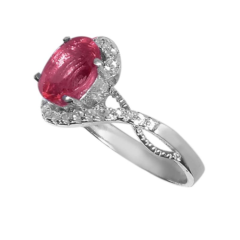 انگشتر نقره زنانه نقره جات لطفی مدل یاقوت کد ANZR01E04