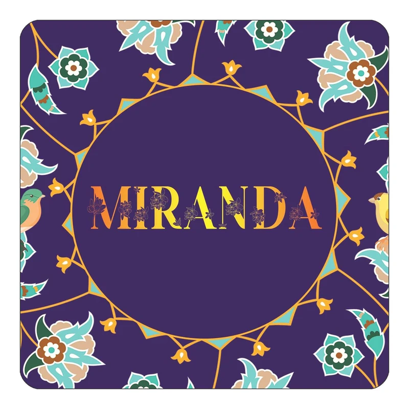 مگنت کاکتی طرح اسم میراندا miranda مدل گل و بلبل کد mg15481
