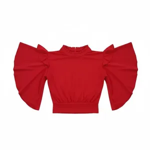 بلوز آستین کوتاه یقه ایستاده دخترانه کد 00101