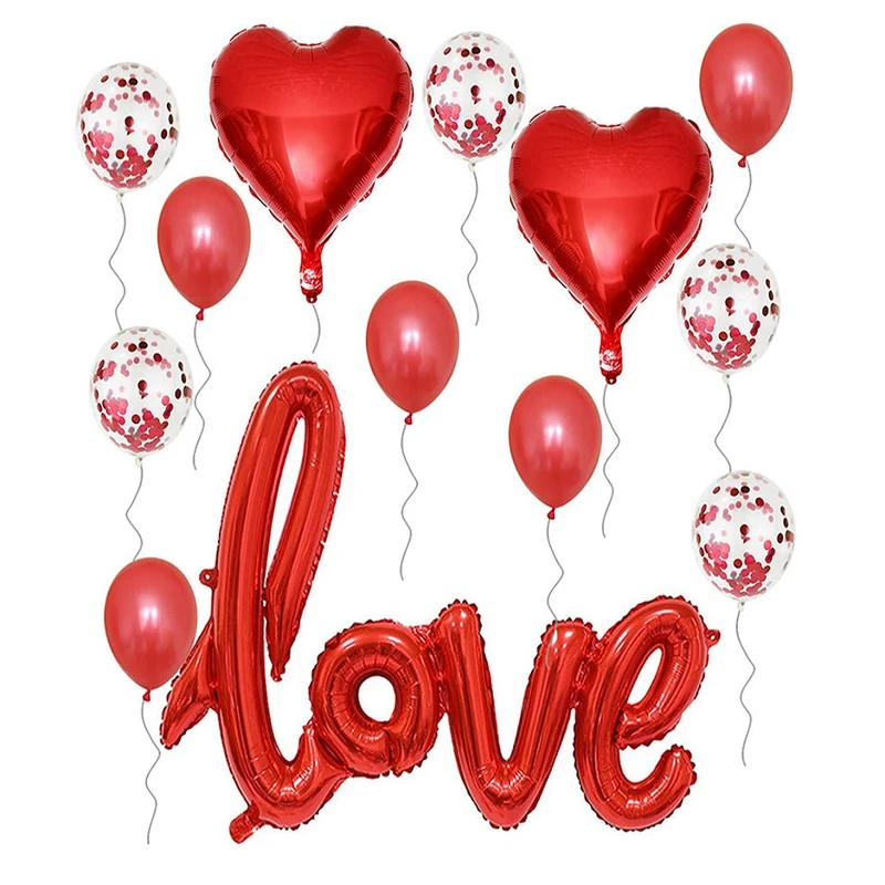 بادکنک آرایی مدل عاشقانه کد NH-14 بسته 13 عددی