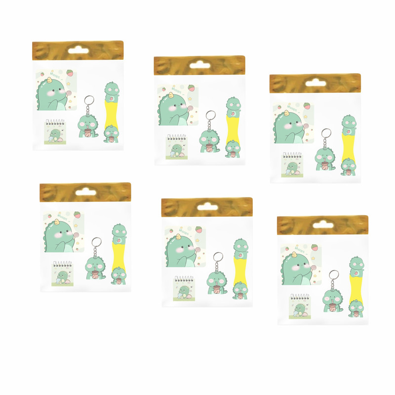 بسته لوازم تحریر مدل  4 تکه چوبی طرح دایناسور فانتزی کد 1 مجموعه 6 عددی