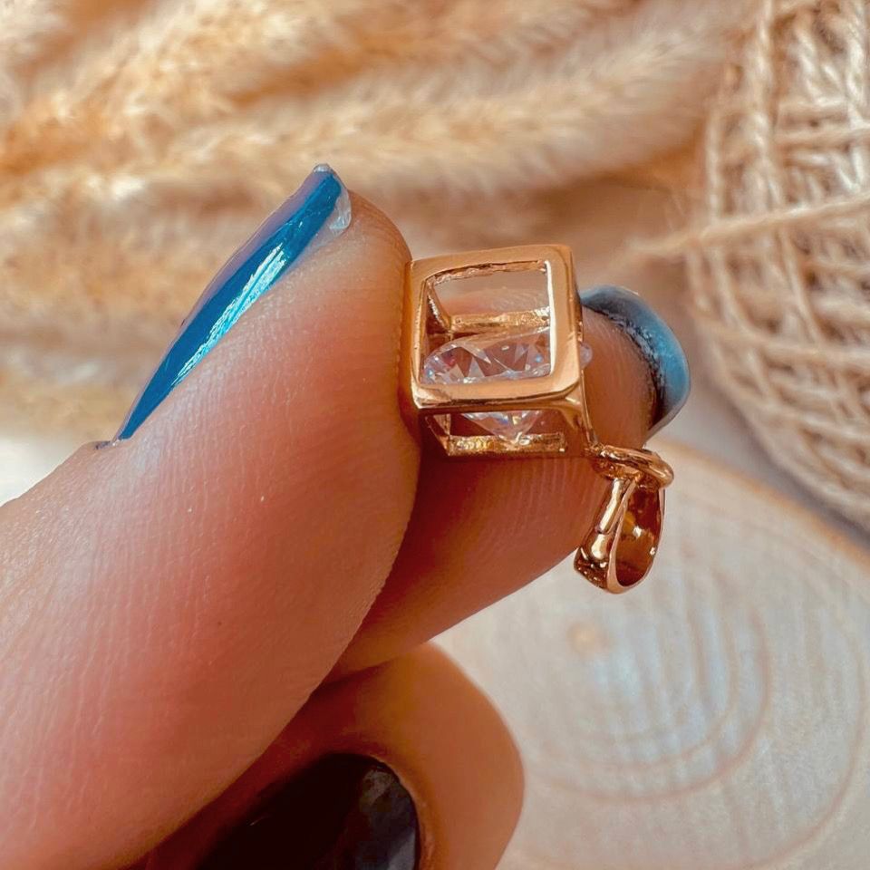 گردنبند زنانه ژوپینگ مدل مکعب نگینی - - 3