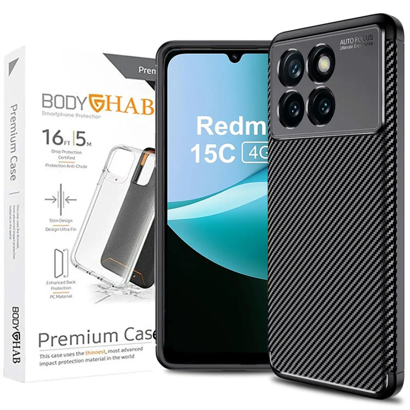 کاور بادی قاب مدل Carbon fiber_15c مناسب برای گوشی موبایل شیائومی Redmi 15C 4G / Poco C85