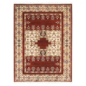 فرش ماشینی مهستان مدل کیلیم کد kilim39 زمینه زرشکی