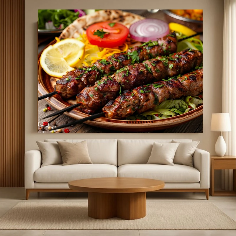 تابلو بوم طرح مخمل  خوراکی ایرانی مدل کباب کد PY319