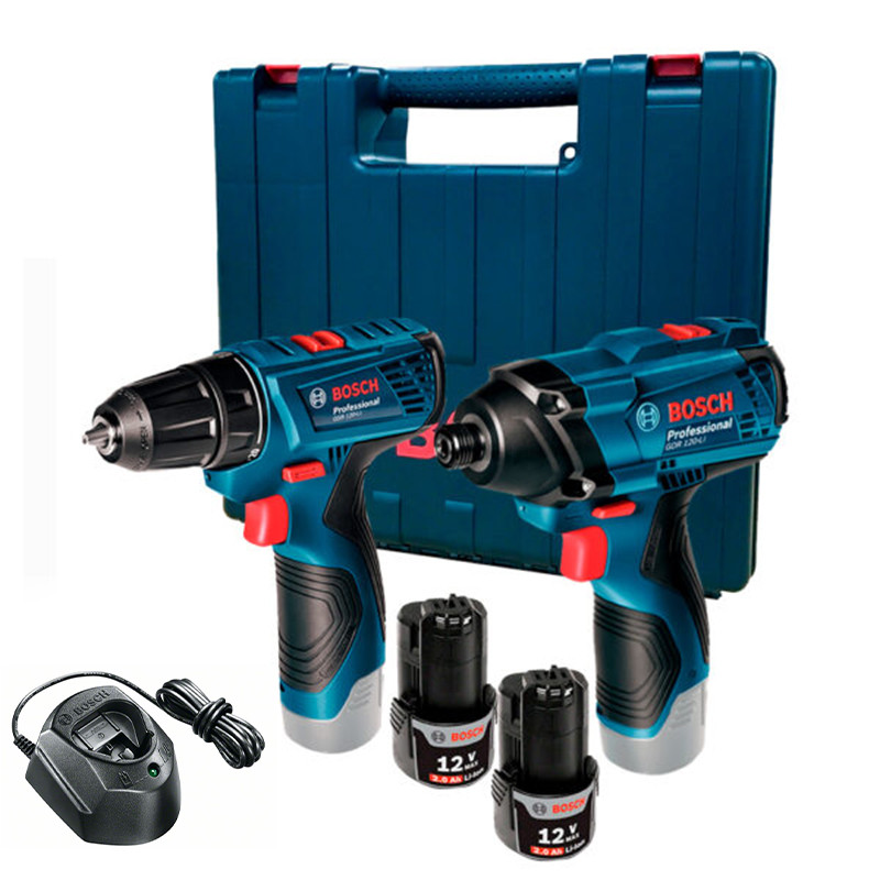 مجموعه بکس و دریل پیچ گوشتی شارژی بوش مدل فوق حرفه ای GDR 120 LI + GSR 120 Li Extra Professional