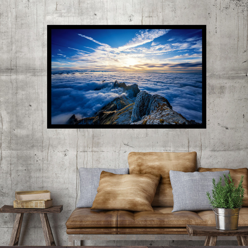 تابلو نوری بکلیت طرح طلوع خورشید بر منظره کوهستانی مدل B-MO1542