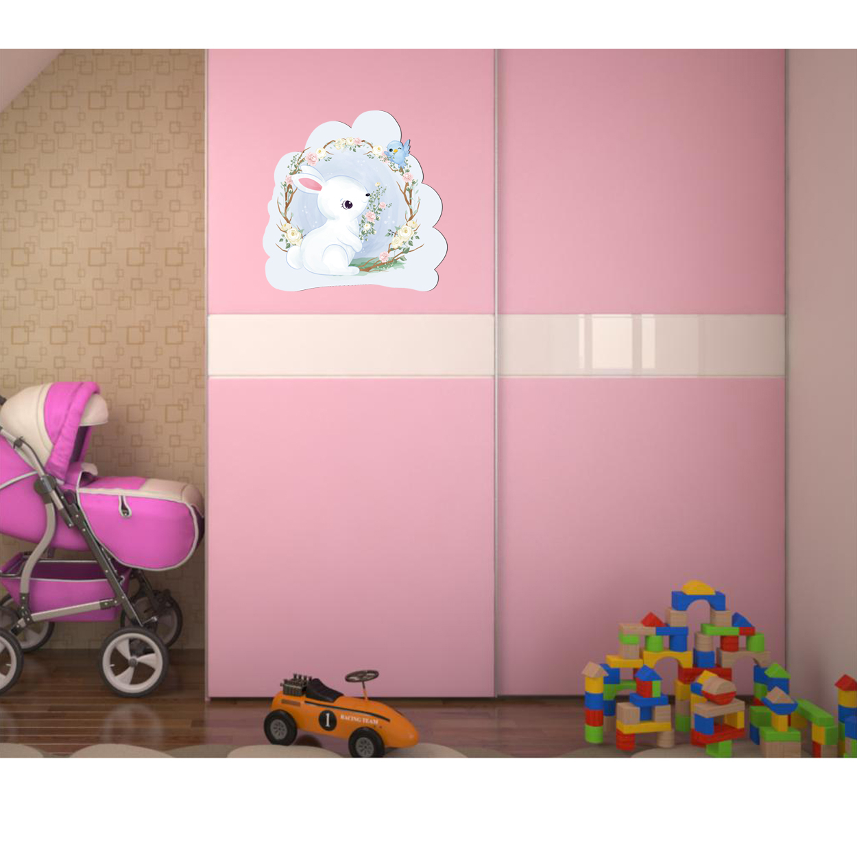 استیکر چوبی کودک باروچین مدل خرگوش مهربان کد 1193