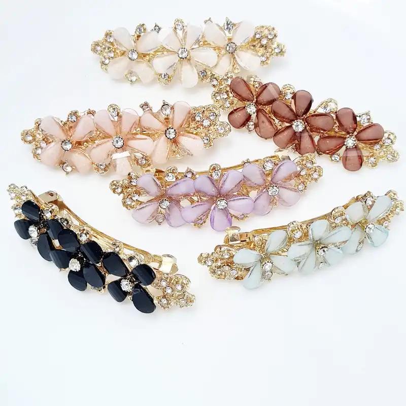 گیره مو زنانه مدل فرانسوی سه گل بابونه کد brg F37