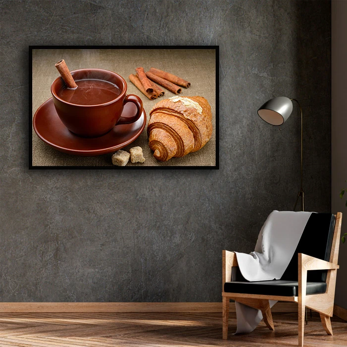 تابلو بکلیت طرح کروسان و قهوه مدل B-D1858