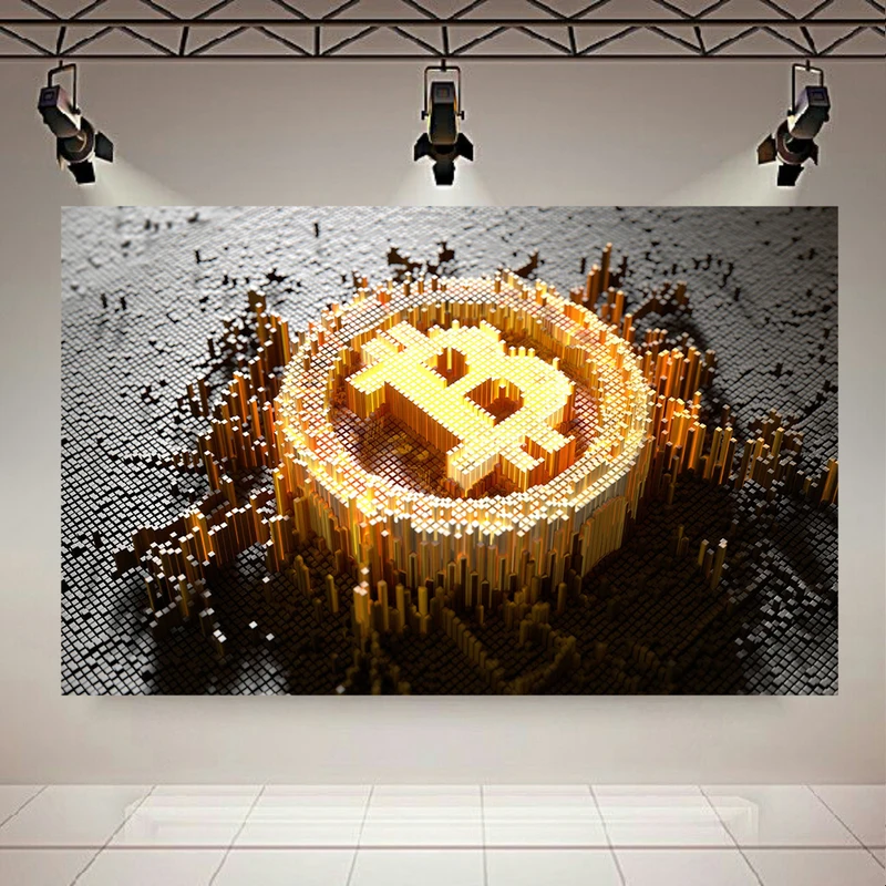 تابلو بوم طرح بیت کوین مدل 3 بعدی کد AR2470