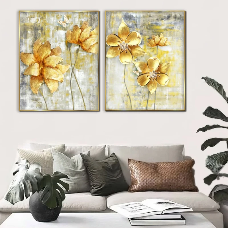 تابلو آتریسا طرح گل مدرن مدل AT00486 مجموعه 2 عددی