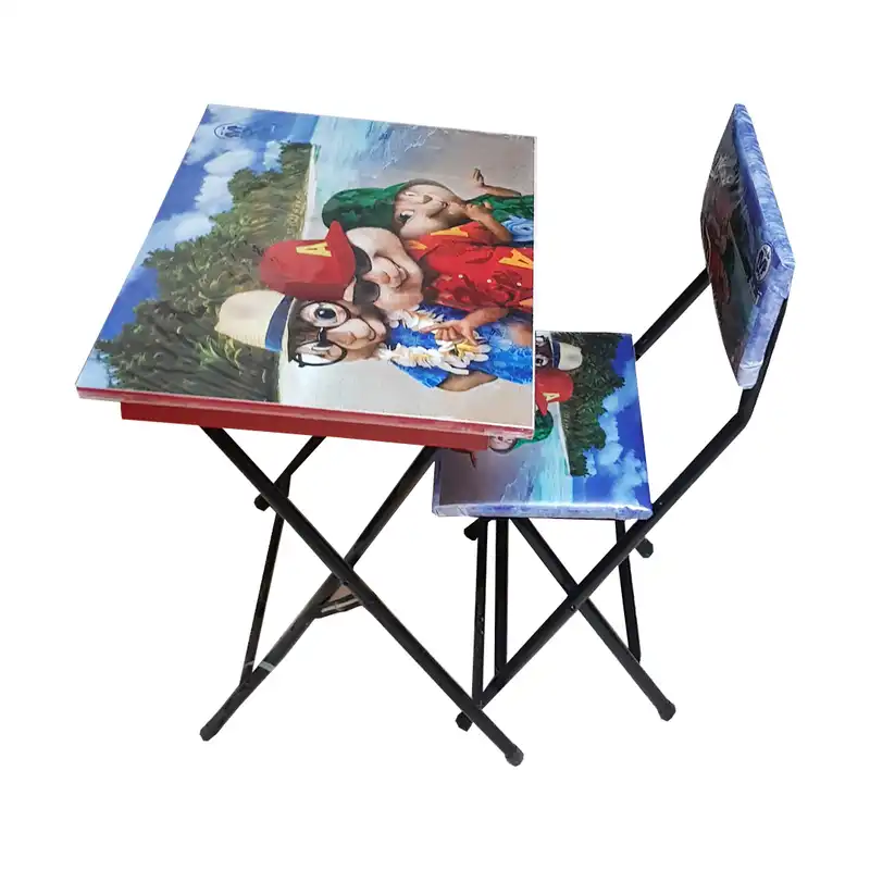 ست میز تحریر و صندلی آسایش مدل تاشو نرمال طرح آلوین و سنجاب ها