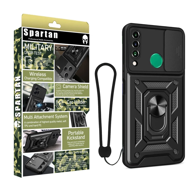 کاور اسپارتان مدل Defender Armor Strap مناسب برای گوشی موبایل هوآوی Y6P 2020 / Y6 Prime 2019 به همراه بندآویز