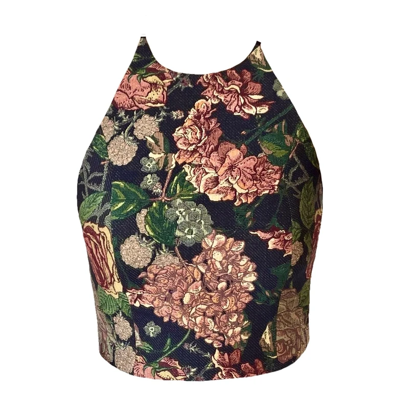 تاپ زنانه مدل پشت گردنی ژاکارد کوبلن