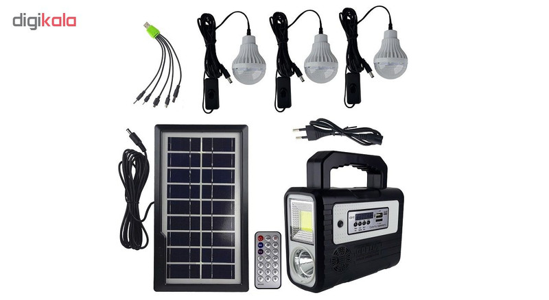 سیستم روشنایی و پاوربانک خورشیدی و اسپیکر جی دی پلاس مدل GD-8028COB