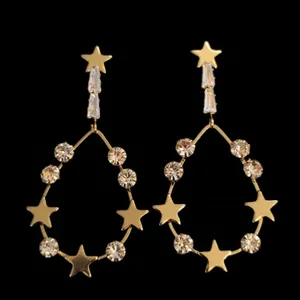گوشواره زنانه مدل ستاره نگین دار 