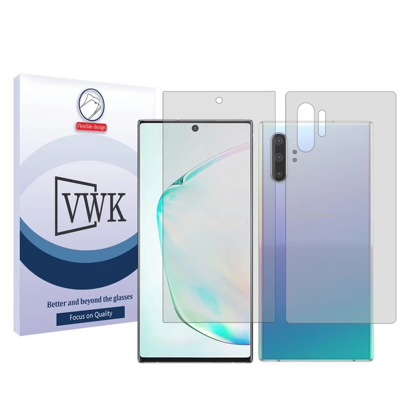 محافظ صفحه نمایش شفاف وی دبلیو کی مدل Tough مناسب برای گوشی موبایل سامسونگ Galaxy Note10 Plus 5G به همراه محافظ پشت گوشی
