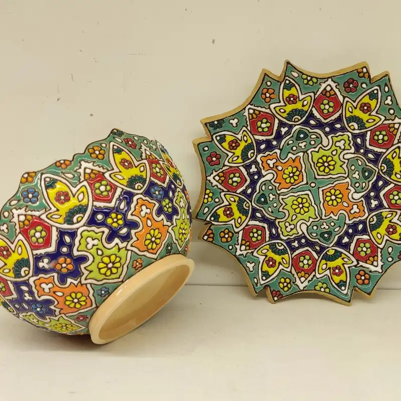 ست کاسه و بشقاب میناکاری کد 22