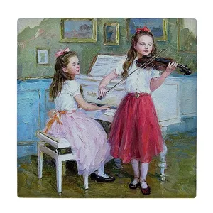 کاشی کارنیلا طرح دختران نوازنده مدل لوحی کد klh1800