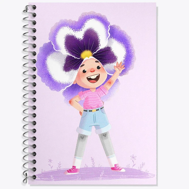 دفتر زبان 50 برگ خندالو مدل سه خط طرح دخترانه فانتزی کد 25724