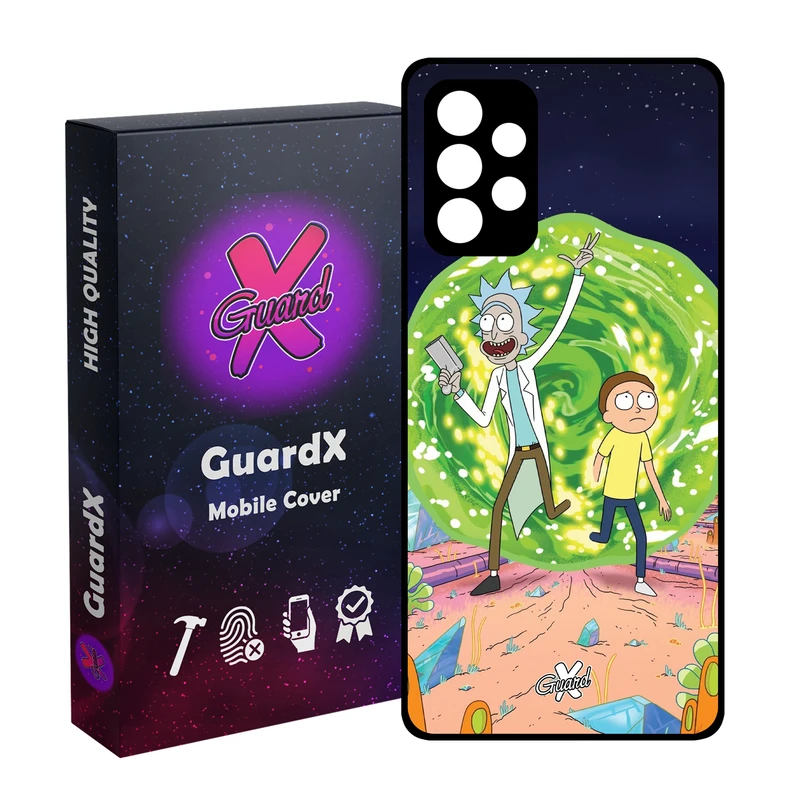 کاور گارد ایکس طرح Rick and Morty مدل Glass10190 مناسب برای گوشی موبایل سامسونگ Galaxy A32 4G