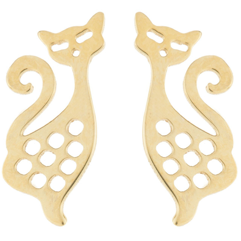 گوشواره میخی طلا 18 عیار زنانه نیکان گلد مدل گربه 1100