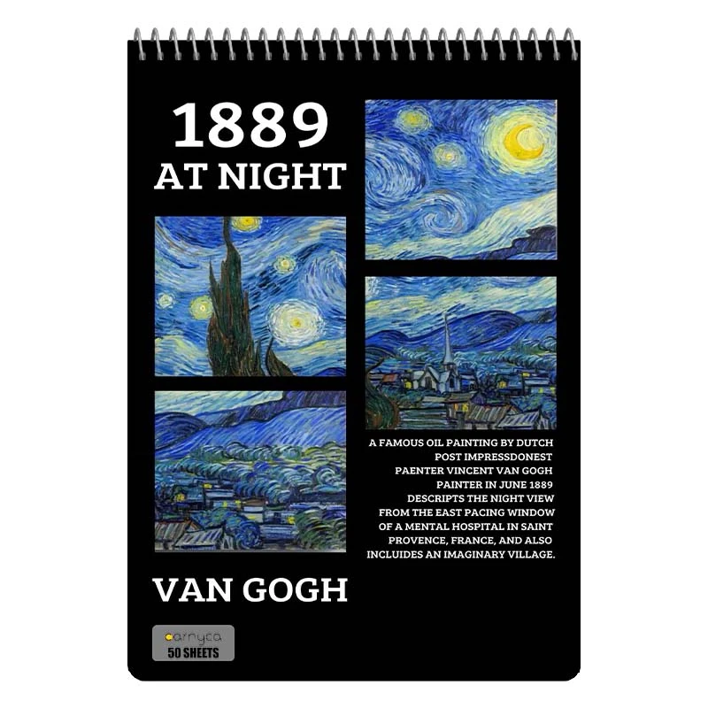 دفتر نقاشی 50 برگ سیمی کارنیکا طرح شب پرستاره فانتزی ون گوگ Fantasy Starry Night Van Gogh کد 38080